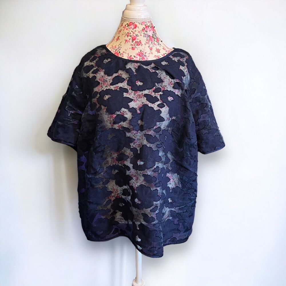 Cato Navy Blue Lace Overshirt, Zip Back - 22/24 - Picture 1 of 7